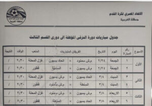 جدول مباريات دورة الترقى القسم الثالث 