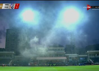 حريق استاد الإسكندرية – صور