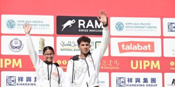جنة الجندي وسيف سليمان يتوجان بذهبية الخماسي الحديث ببطولة العالم للتتابعات