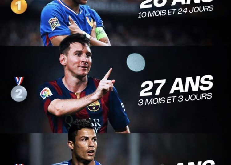 مبابي يتفوق على ميسي ورونالدو..قبل 27 عامًا!